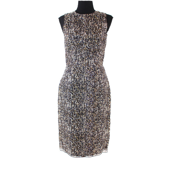 Dolce & Gabbana Silk Multicolor Knee Length Dress 40 Sequin Print Sleeveless D&G - Picture 1 of 7